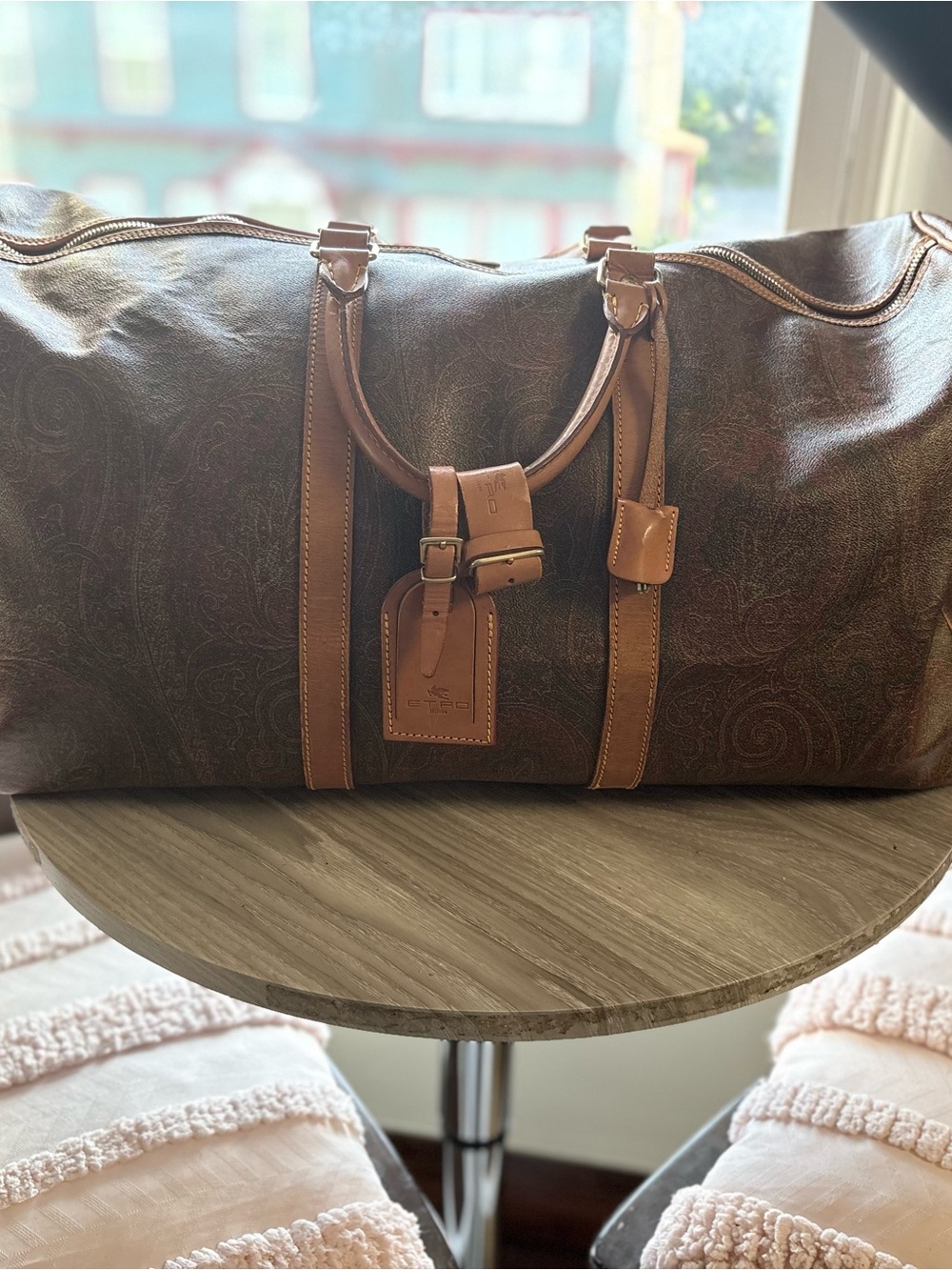 Etro Travel Weekender Bag with Leather Trim